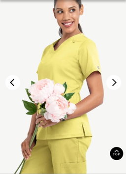 Lemon Butter-Soft Stretch 4 Pocket V-Neck Top