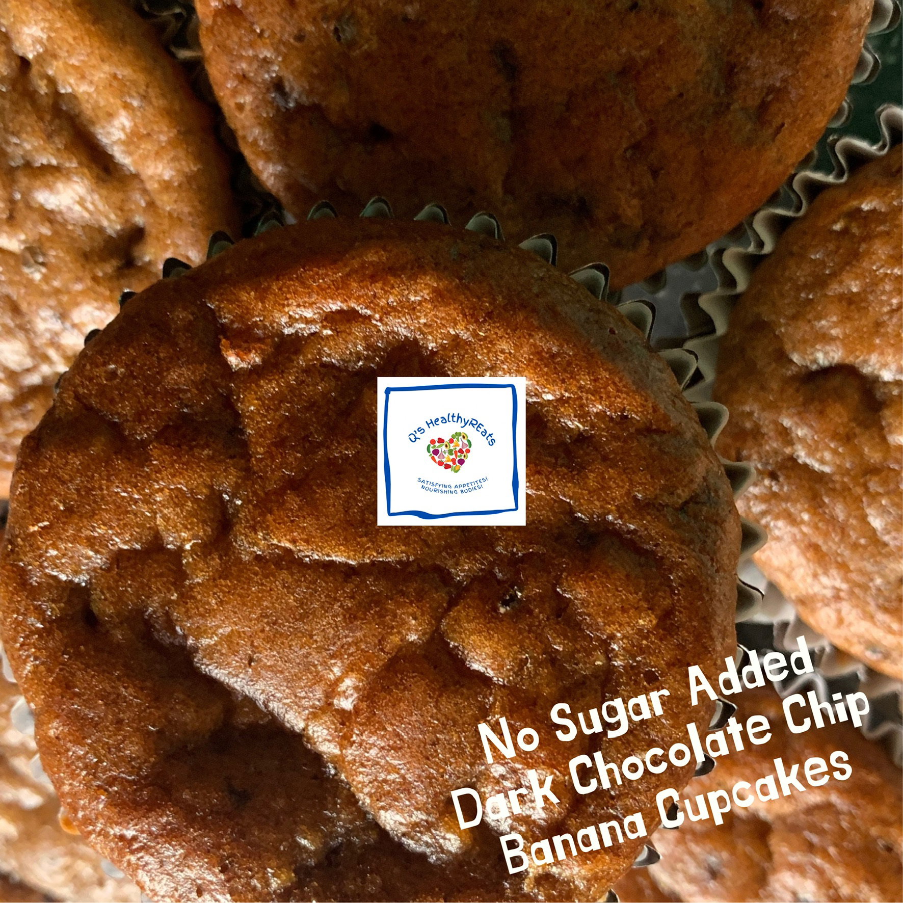 No Sugar Added Dark Chocolate Chip Banana Cupcakes_0