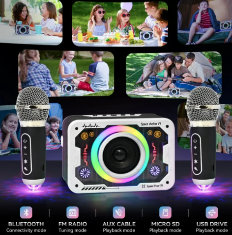 SPACE CAPSULE L203 V9 SPEAKER 2 MIC - WHITE_3