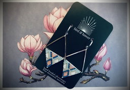 Silver Aztec Earrings - Denim Rose