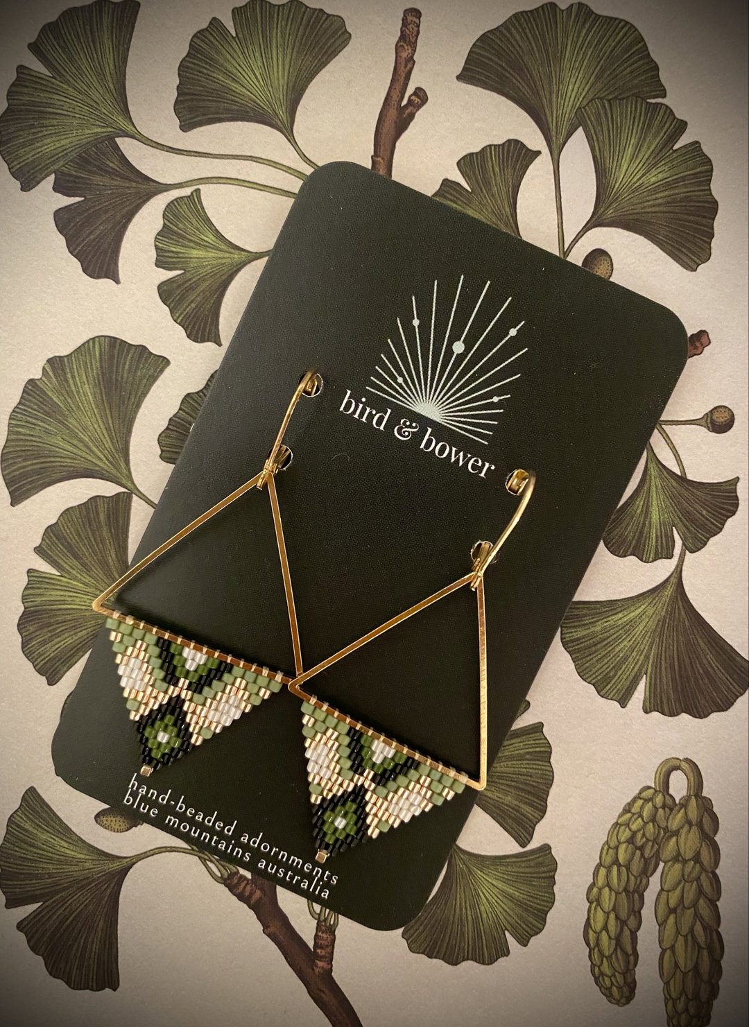 Gold Aztec Earrings - Pistachio Gold