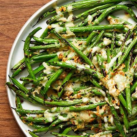 Roasted green bean parmesan