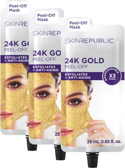 Skin Republic Gold Peel-Off Face Mask. Smoothes Skin And Helps Visibly Reduce Wrinkles. Made in Korea. 3 Pack