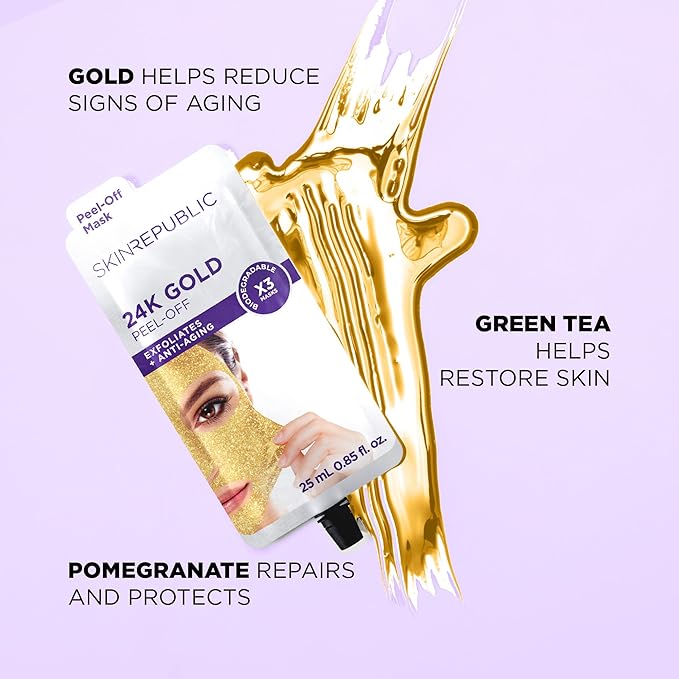 Skin Republic Gold Peel-Off Face Mask. Smoothes Skin And Helps Visibly Reduce Wrinkles. Made in Korea. 3 Pack_2
