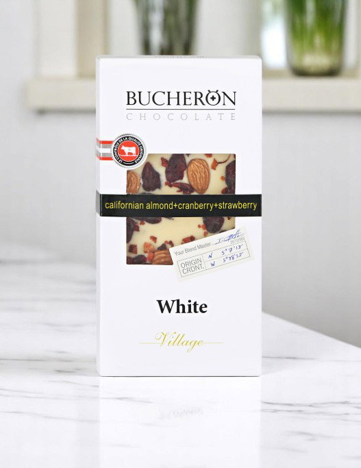 Шок/плит Bucheron 100г сафед бо бодом-клюква ва кулфинай 72%_2