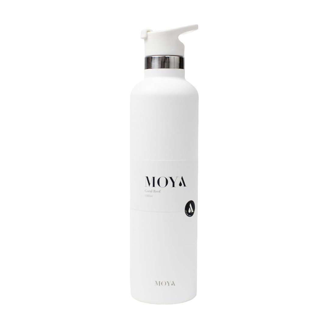 Moya "Coral Reef" 1L Insulated Sustainable Water Bottle White Spout Lid