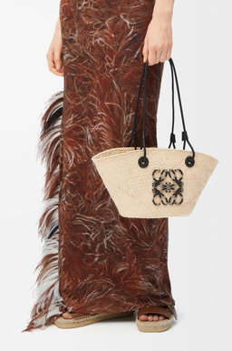 Loewe small anagram black raffia bag  