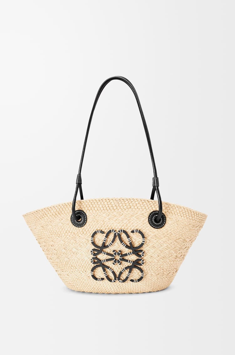 Loewe small anagram black raffia bag  _3