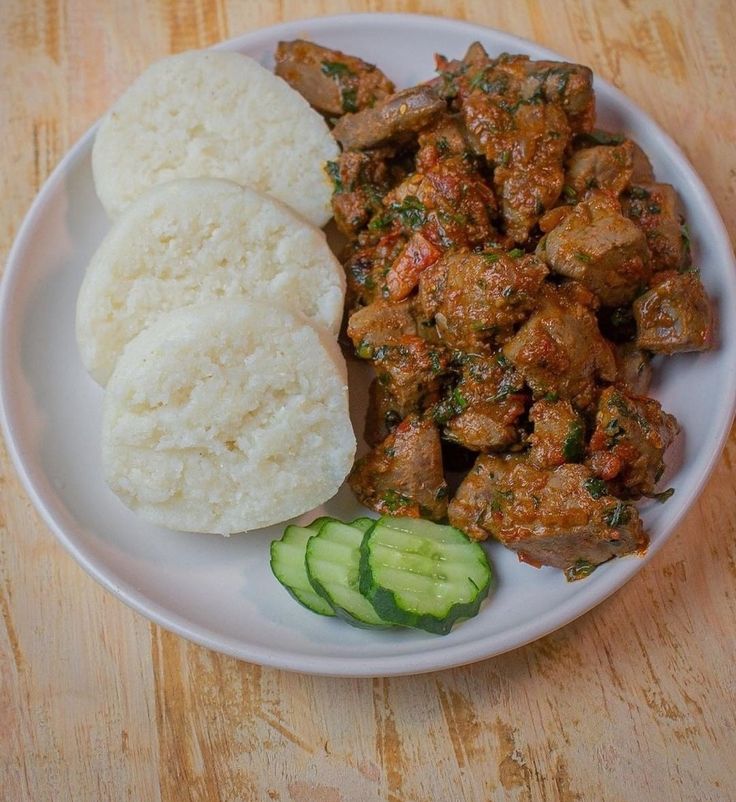 ugali served with beef stew