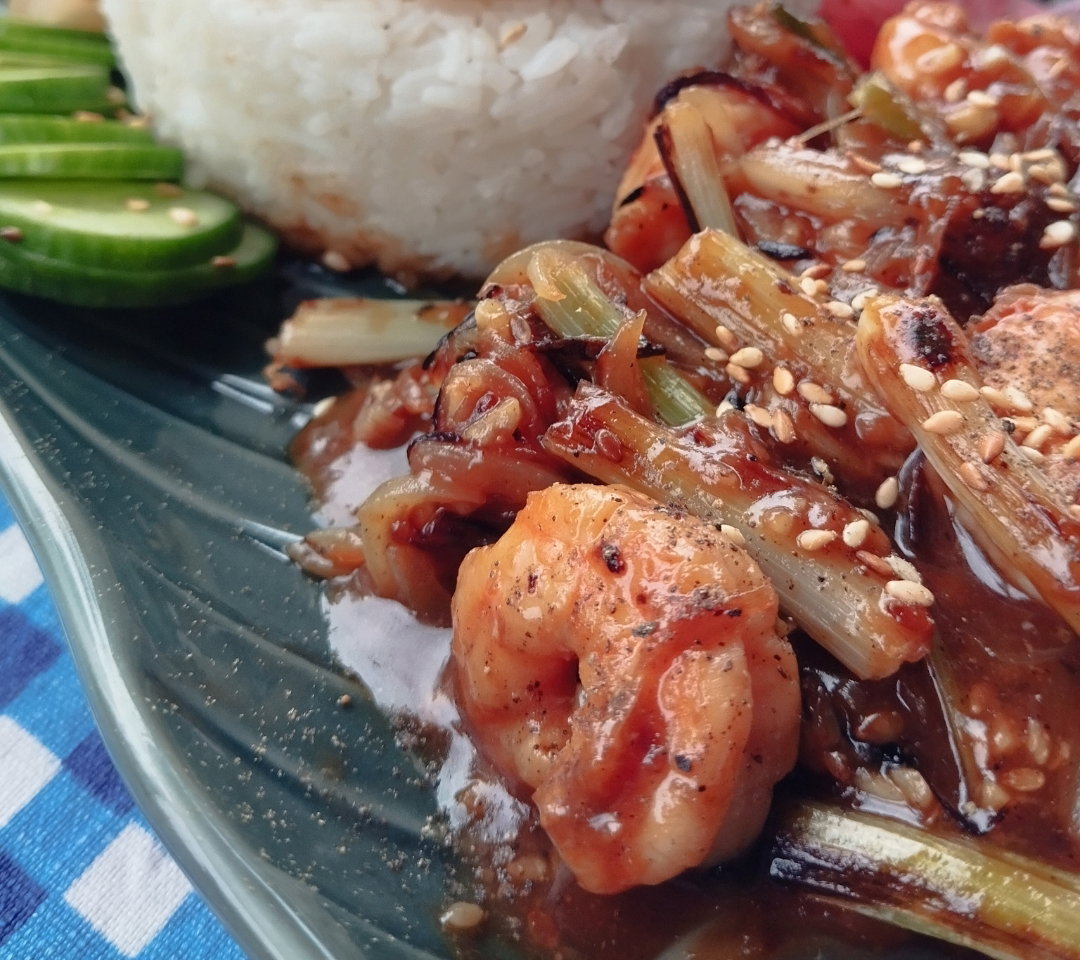 Crevettes Caramel - Poivre