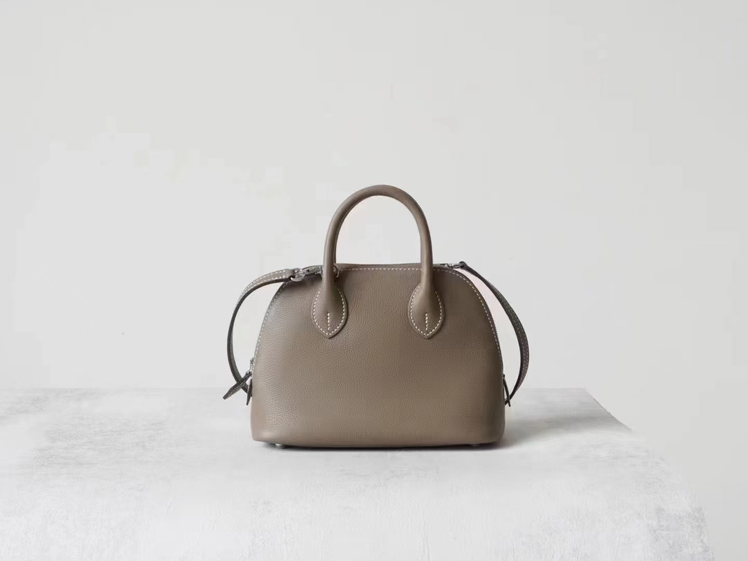 Partisan Hand-Crafted Mini EV Leather Bowler Bag (Khaki)
