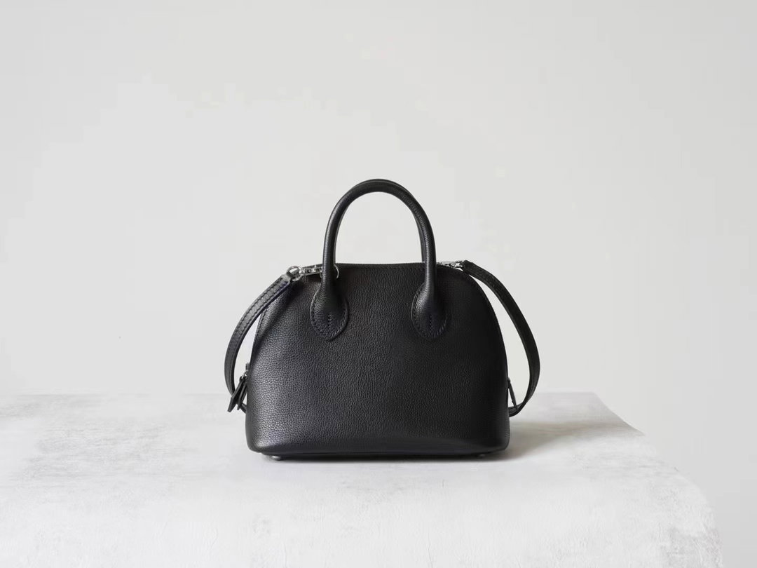 Partisan Hand-Crafted Mini EV Leather Bowler Bag (Black)