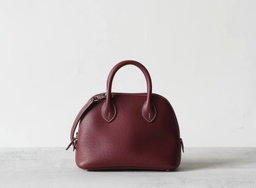 Partisan Hand-Crafted Mini EV Leather Bowler Bag (Bordeaux Red)