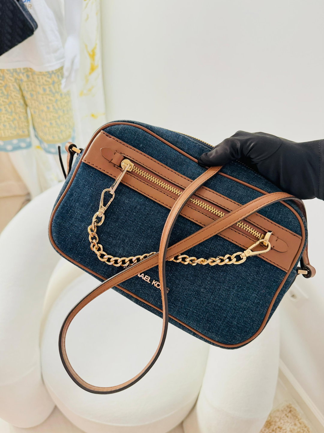 Bolsa câmera bag Micheal kors denim