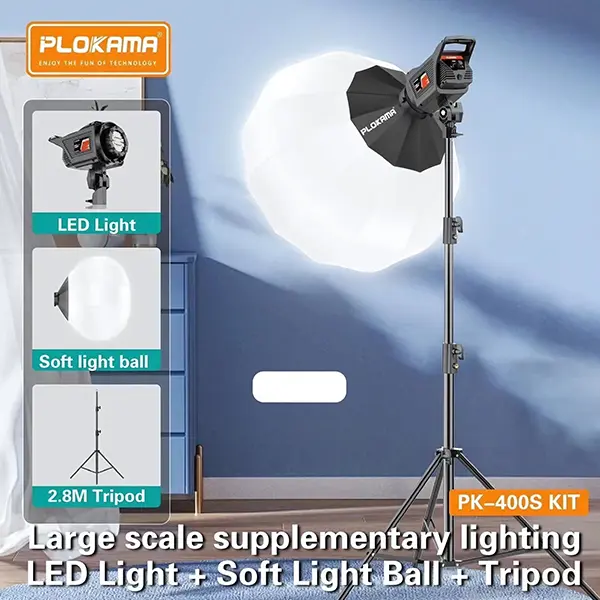 Kit d'éclairage vidéo Plokama PK-400s pour la photographie_5