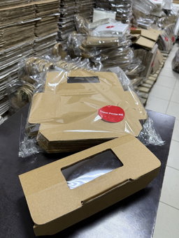 CATERING PLATTER BOXES - MINI ( Top 10” x 4”  Base 8” x 4”  Height 2.5”) BROWN WITH WINDOW  