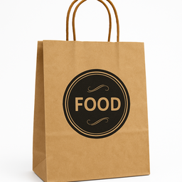 DELIVERY CARRIER BAGS - GENERIC DESIGN / “FOOD TO GO” BROWN & BLACK - WITH HANDLES) 