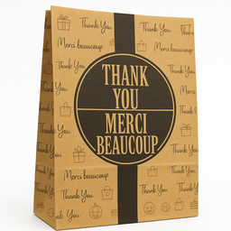 “THANK YOU” KRAFT DELIVERY TAKEOUT BAGS - 2 SIZES/RETAIL