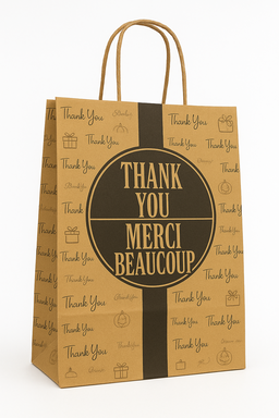 “THANK YOU” KRAFT DELIVERY CARRIER BAGS - 2 SIZES/RETAIL ( WITH HANDLES) 
