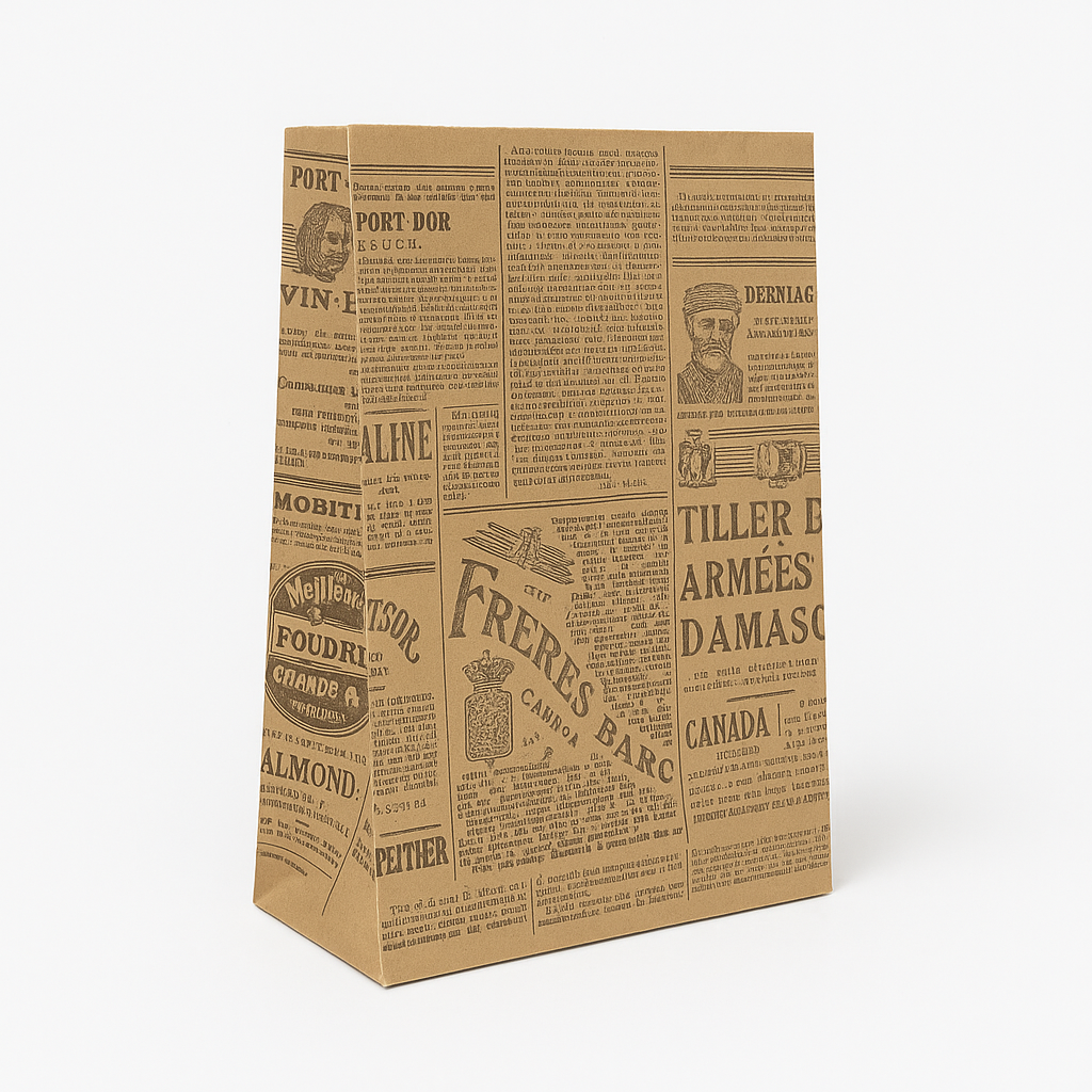 “NEWSPAPER PRINTS”DELIVERY TAKEOUT BAGS - 2 SIZES/RETAIL_0