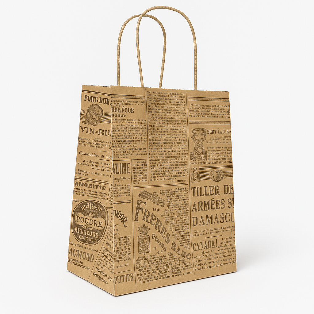 “NEWSPAPER PRINTS” DELIVERY CARRIER BAGS -2 SIZES/RETAIL