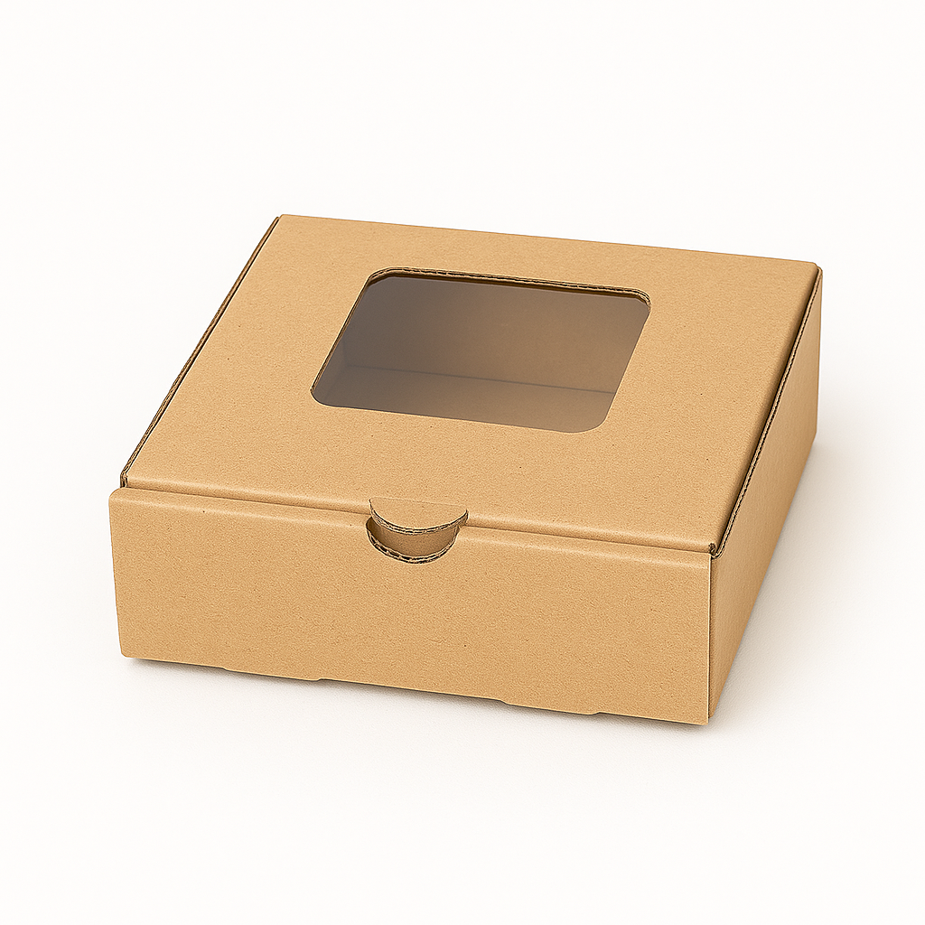 CATERING PLATTER BOXES - 8” x 8” x 2.5 / BROWN - WITH WINDOW