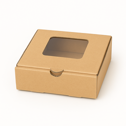 CATERING PLATTER BOXES - 8” x 8” x 2.5  / BROWN - WITH WINDOW