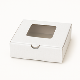 CATERING PLATTER BOXES - 8” x 8” x 2.5”  / WHITE WITH WINDOW