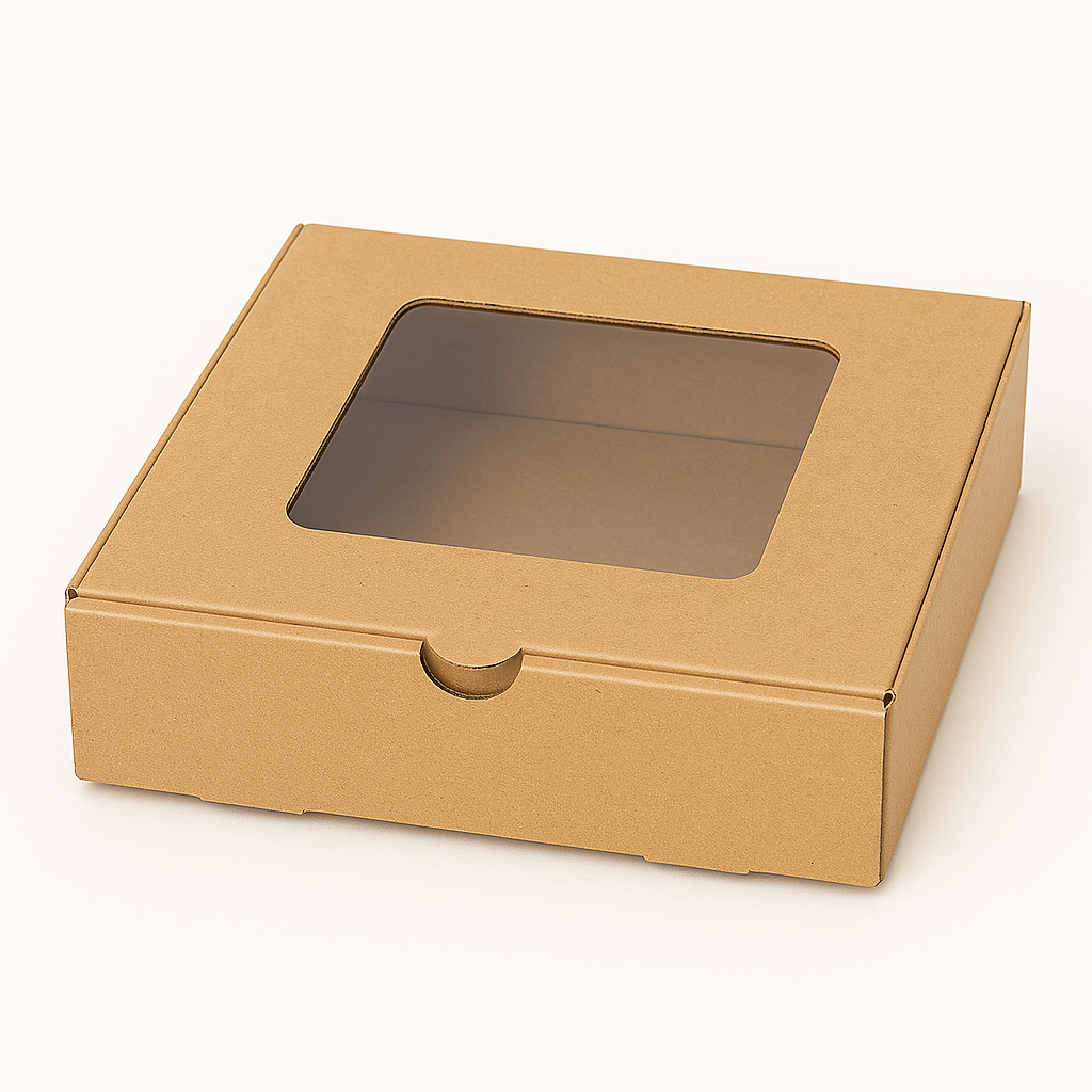 CATERING PLATTER BOXES - 10” x 10‘’ x 3’’ / BROWN - WITH WINDOW