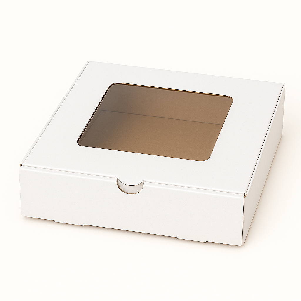 CATERING PLATTER BOXES - 10” x 10‘’ x 3’’ / WHITE WITH WINDOW