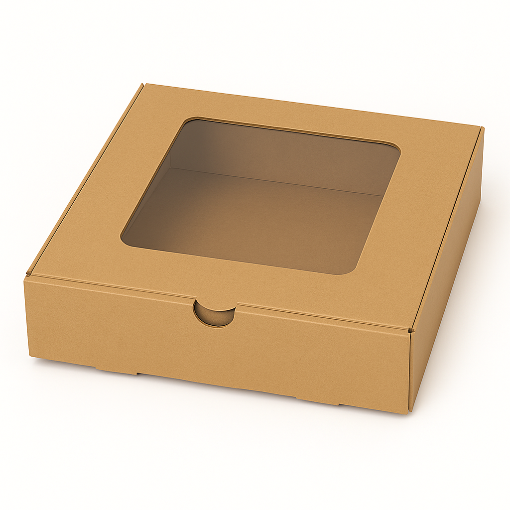 CATERING PLATTER BOXES - 12” x 10‘’ x 3’’ / BROWN - WITH WINDOW_0