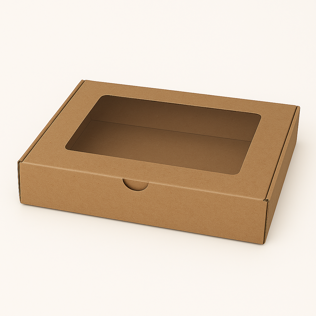 CATERING PLATTER BOXES - 15.5” x 11‘’ x 4’’ / BROWN - WITH WINDOW_0