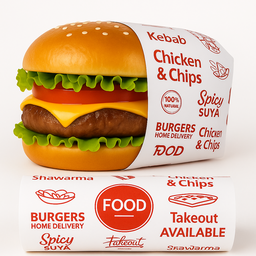  DELI PAPERS - “FOOD TO GO”  / RED & WHITE  - 17” x 12”