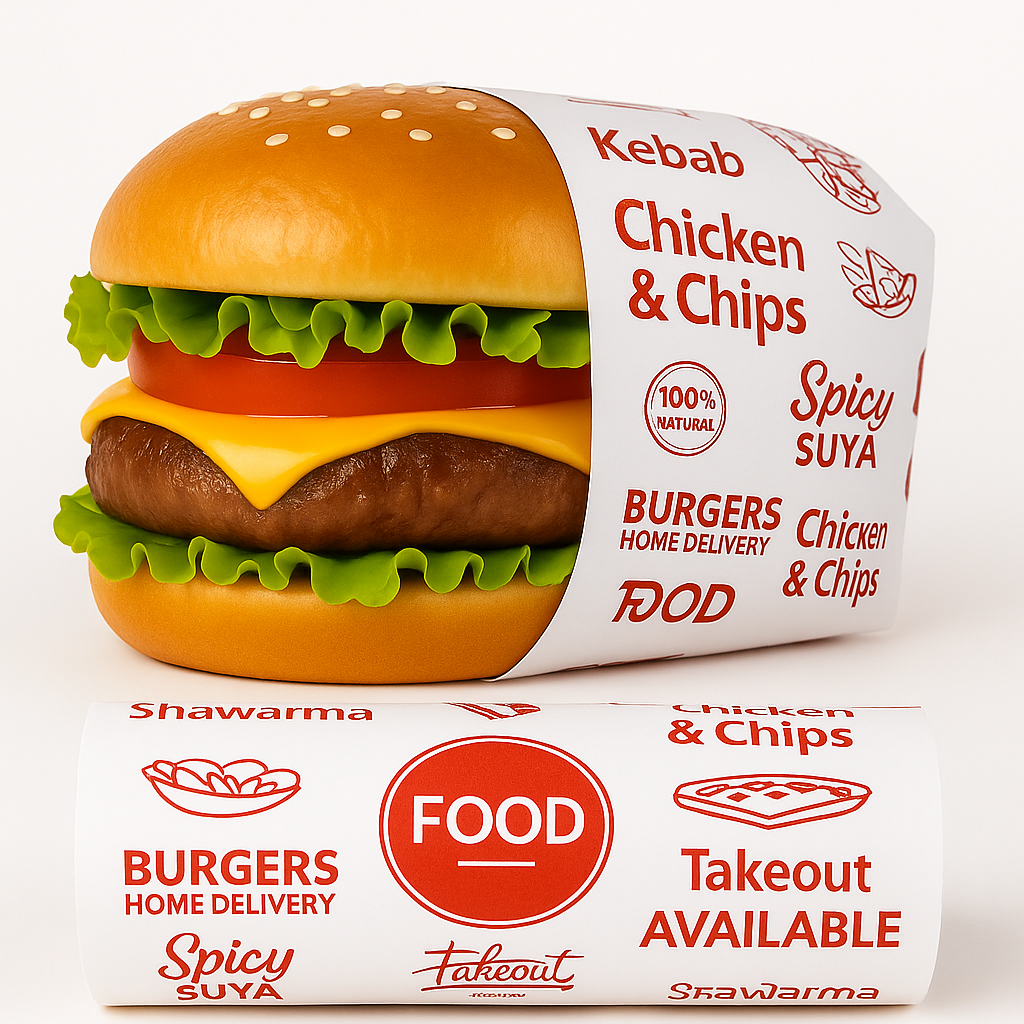  DELI PAPERS - “FOOD TO GO”  / RED & WHITE  - 17” x 12”_0