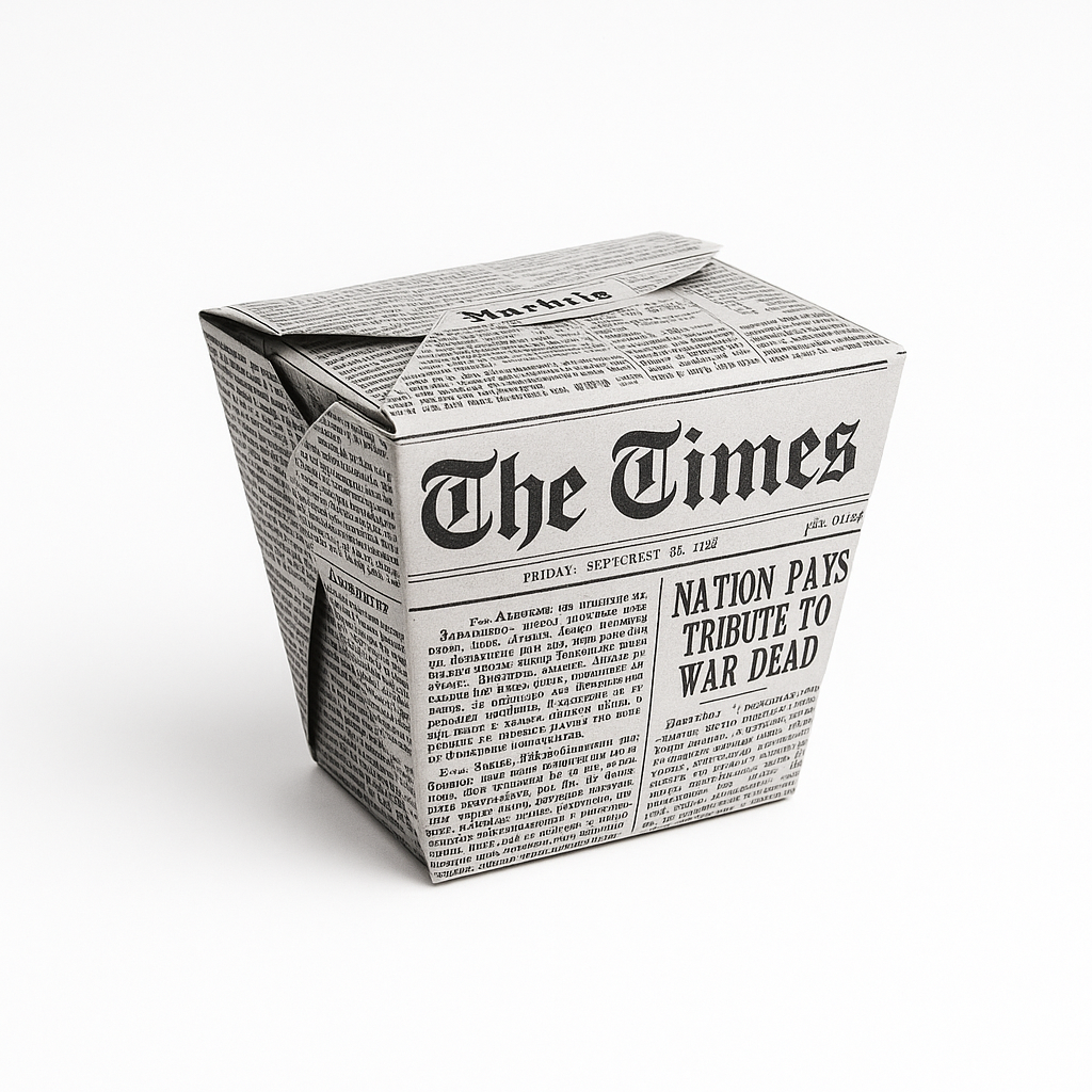 CHINESE TAKEOUT PAILS - RETRO NEWSPAPER PRINTS  - 946ml (32oz)_0