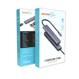 Porodo Blue 7 in 1 Hub HDMI 2XUSB-A 2XUSB-C SD MicroSD