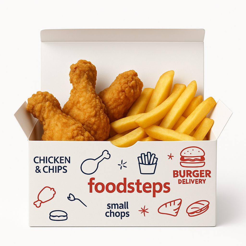QUICK SERVICE TAKEOUT BOXES - “GENERIC FOODSTEPS DESIGN”