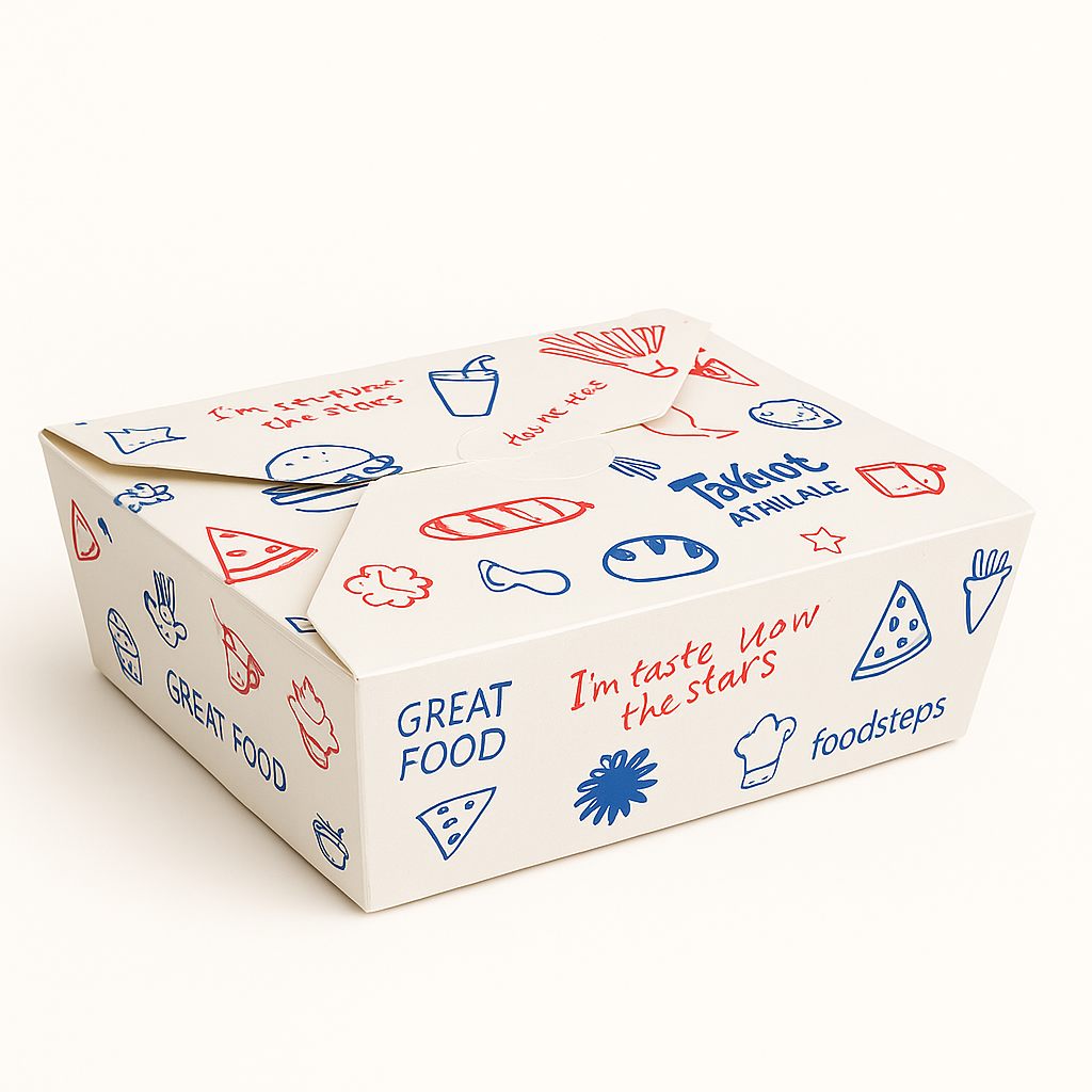 TAKEOUT LUNCH BOXES - ''GENERIC FOODSTEPS DESIGN'' - 40oz - 1183ml