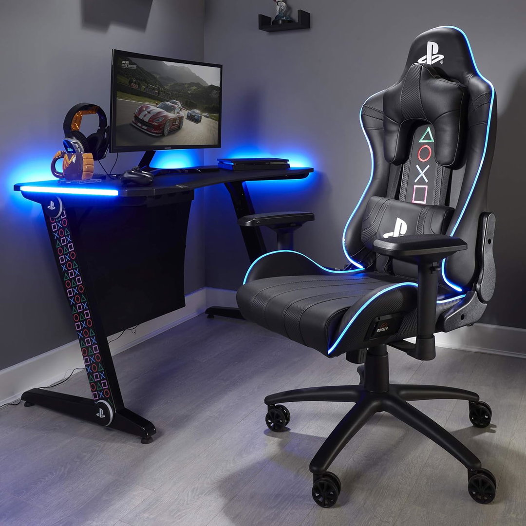 Cadeira Gamer Playstation ( Led RGB e Sistema de Som entregado)