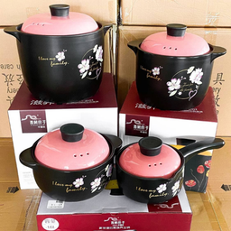 CERAMIC IRON CAST COOKING POT FLORAL