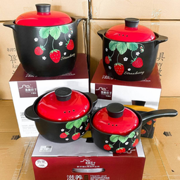 CERAMIC IRON CAST COOKING POT FLORAL