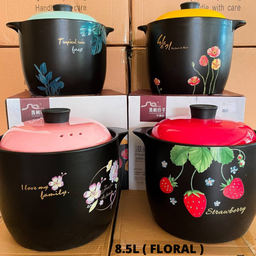 CERAMIC IRON CAST COOKING POT FLORAL