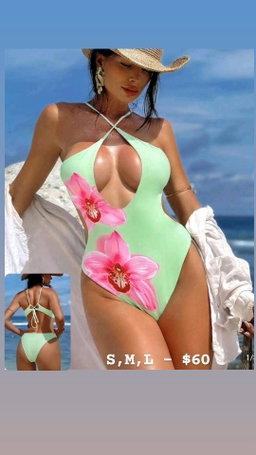Pink Flower One Piece Swimsuit 