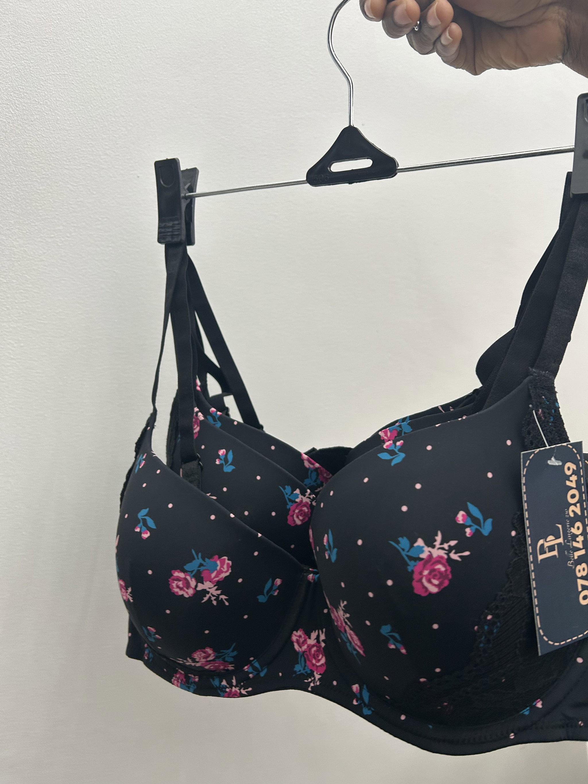 Push up bra black floral _1