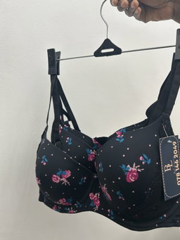 Push up bra black floral 