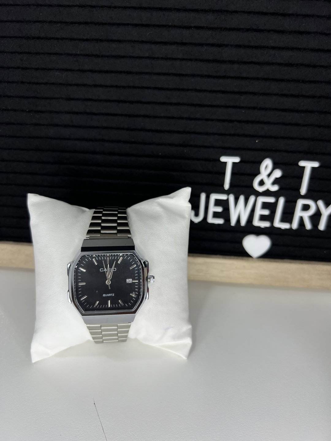 Silver watch with black 