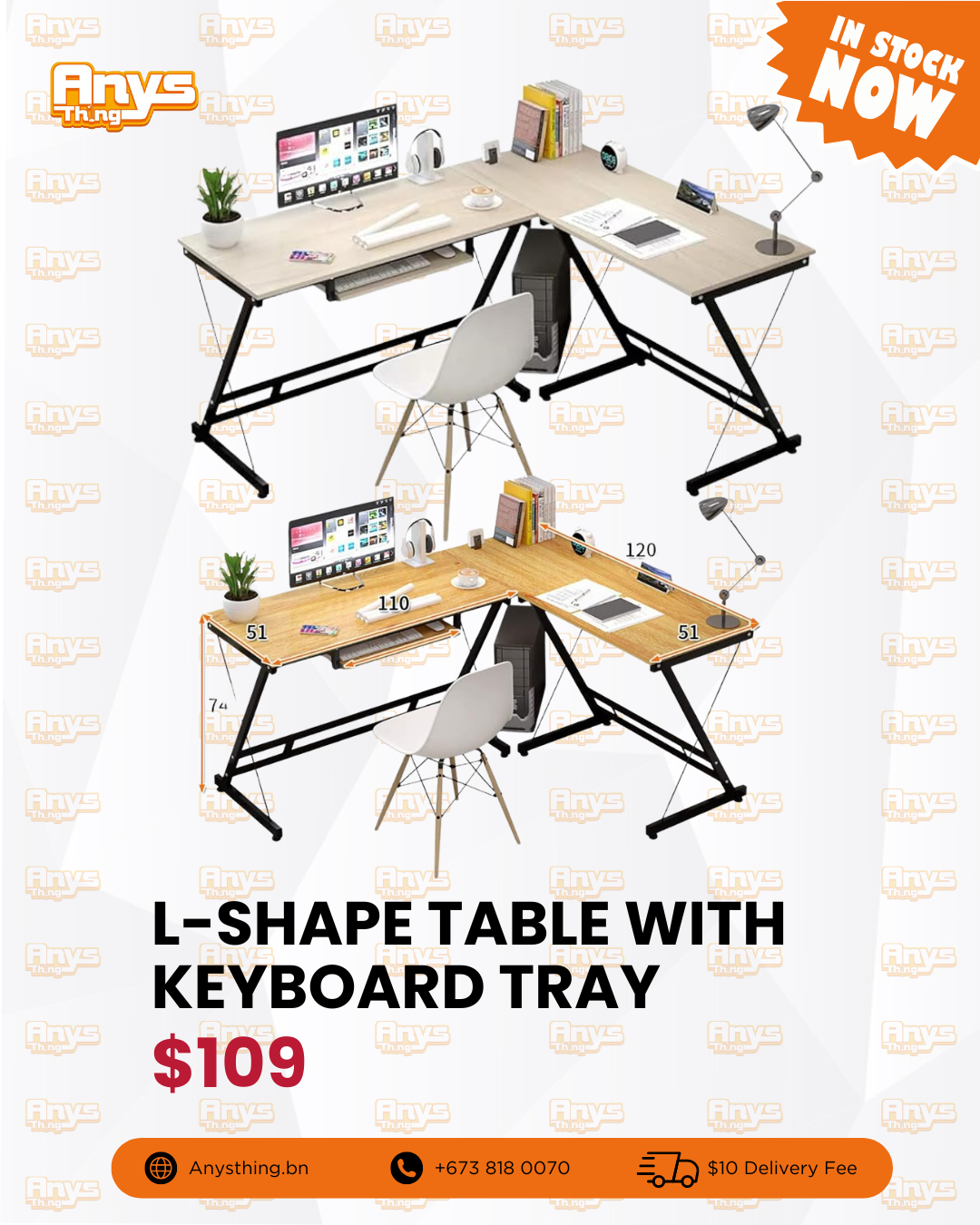 L-Shape with Keyboard Tray
