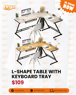 L-Shape with Keyboard Tray