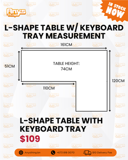 L-Shape with Keyboard Tray