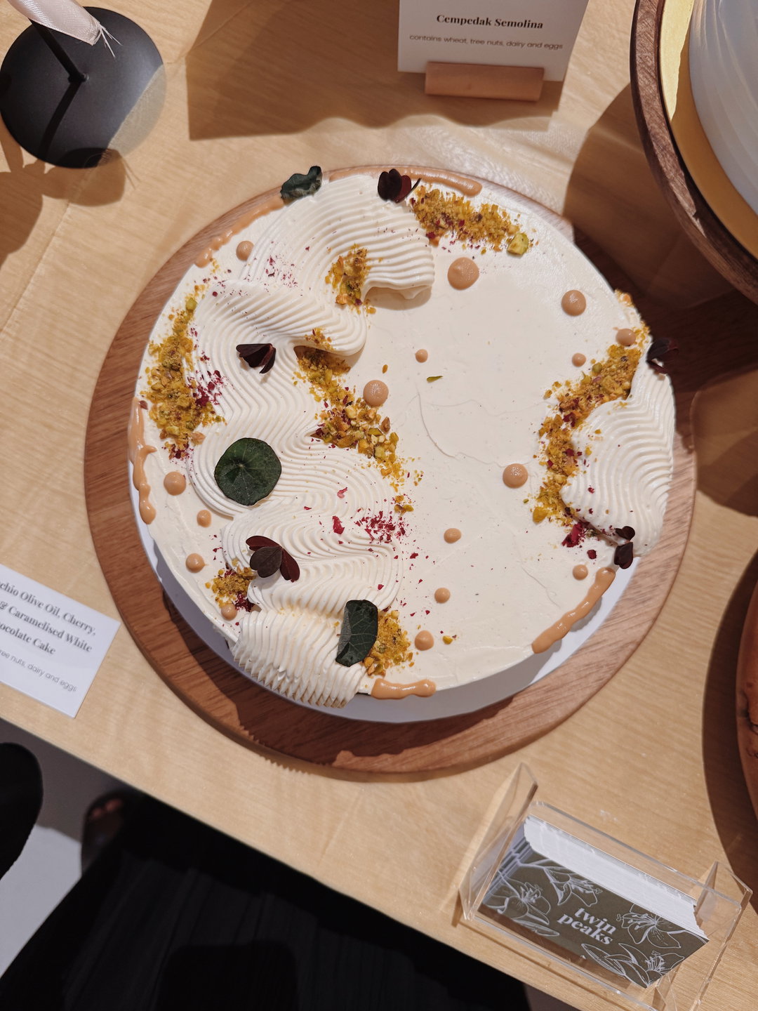 Pistachio Olive Oil, Cherry & Tahini Cake